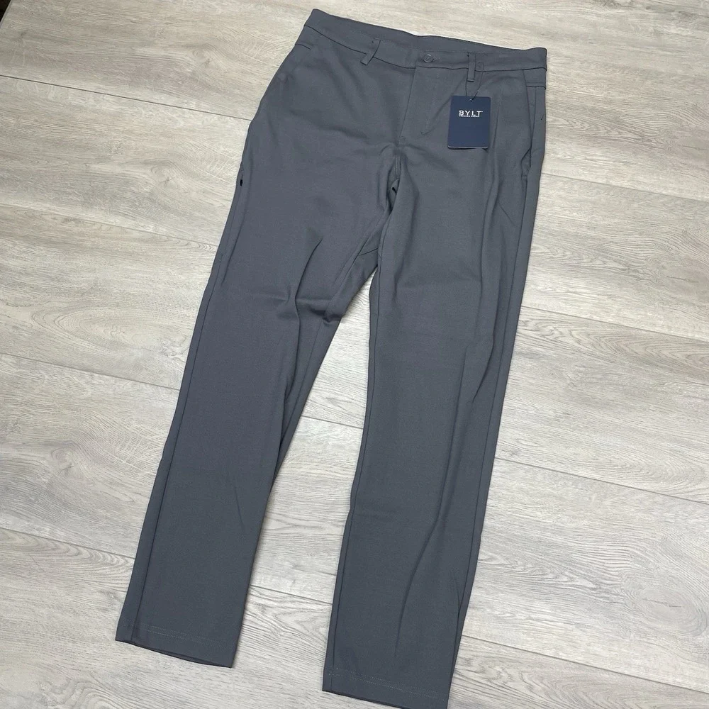 Bylt Basics Everyday Pant 2.0 Textured Gray Men Sz 33 Casual NEW